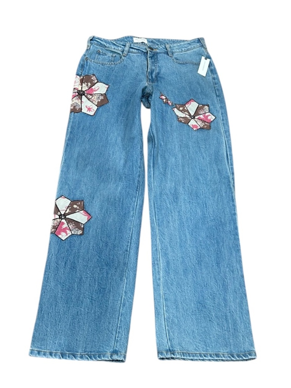 NWT Pilcro Baggy Boyfriend Patchwork Quilt Jeans Anthropologie SZ 28 Long Tall